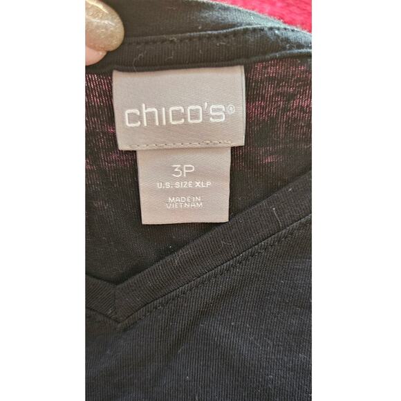 Chico's Relaxed Fit Hi-‎ Low Hem Woven-Back Tunic Top Women Size 3P XLP Black - Picture 6 of 9